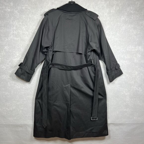 Burberry Trench Coat Womens 8 Black Full Length Nova Check Removable Lining - Picture 7 of 16